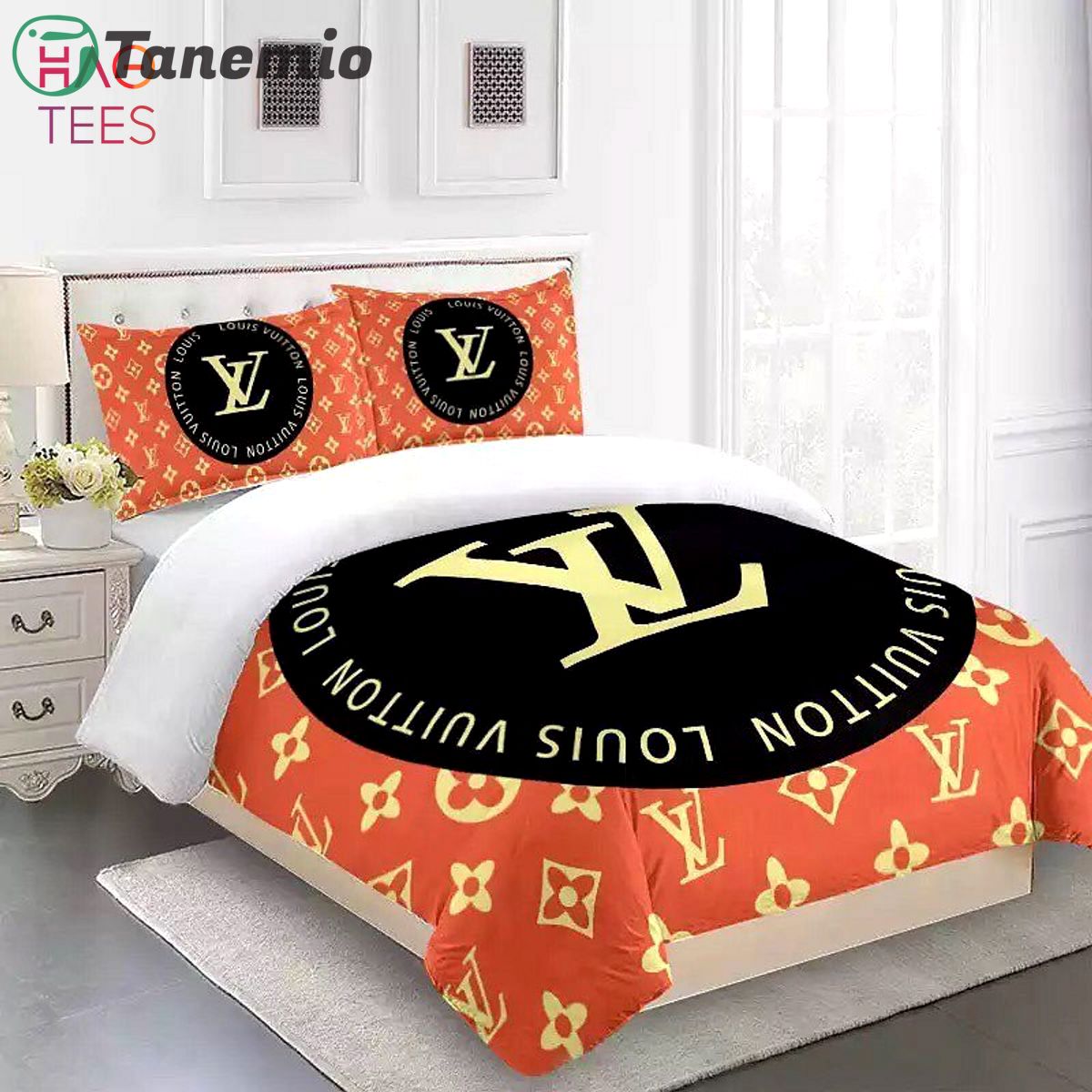 Louis vuitton black pink luxury brand bedding sets pod design Bedding Sets